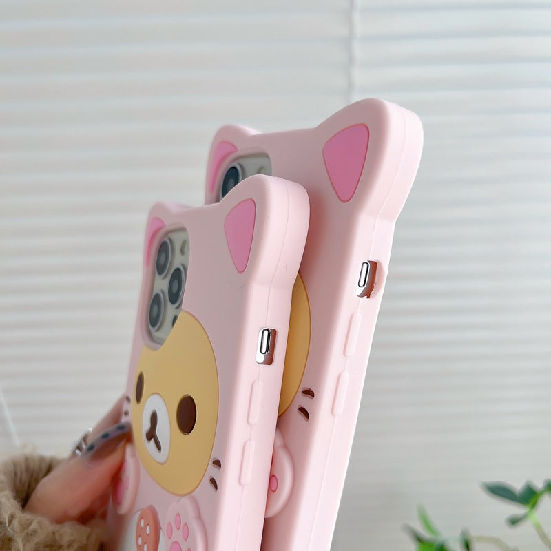 Case for iPhone13 Case 3D Cute Cartoon Bear Phone Cases Fashion Cool Fun Funny Bear Soft TPU Covers for iPhone13 Silicone Cover for Women Girls Kids