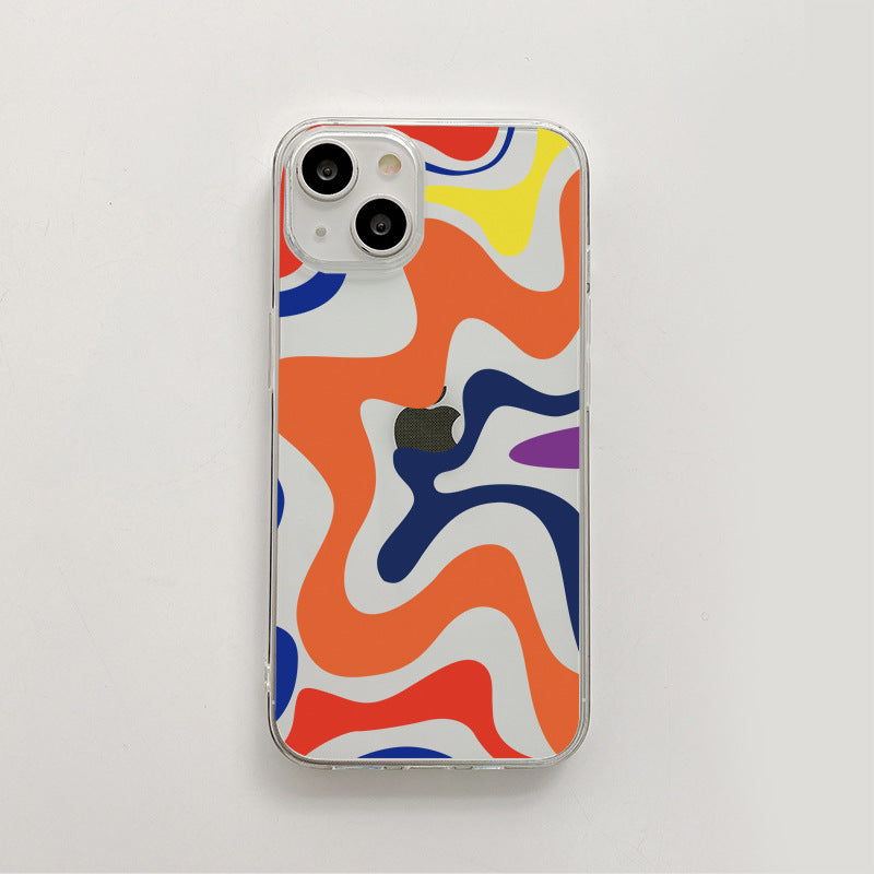 Compatible with iPhone 14 / iPhone 13 Phone Case, Cute Art Wavy Painted for Women Girls