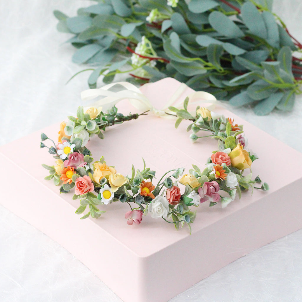 1pc Baby's Breath Garland Sunflower Wreath Kids Hair Decor Sunflower Garland Baby Sunflower Headband Performance Garland for Kid Sunflower Baby Bow Hair Ring Fabric Bride Girl