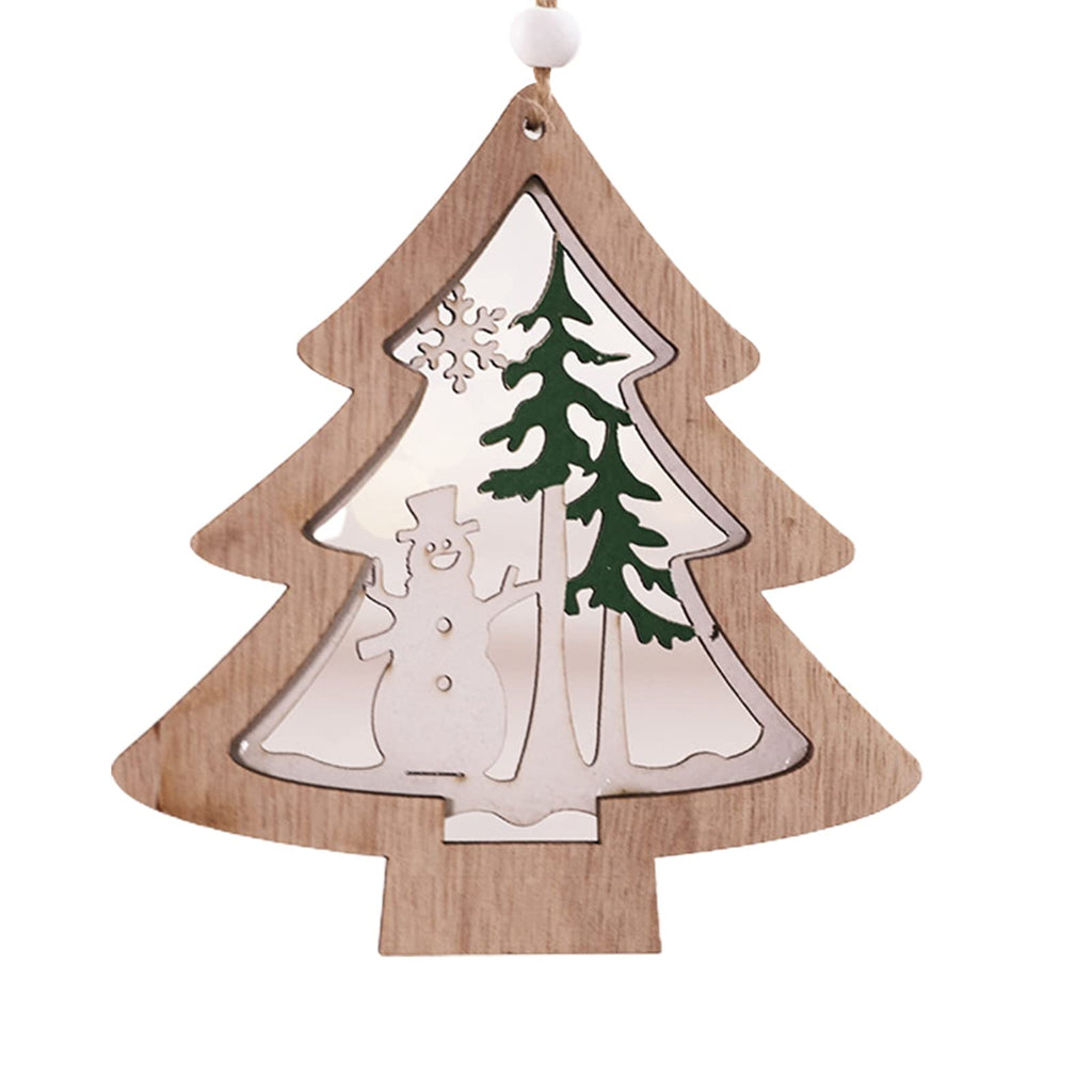 Christmas Pendant Scene Layout White Bead Christmas Tree Heart Snow House Pendant for Home