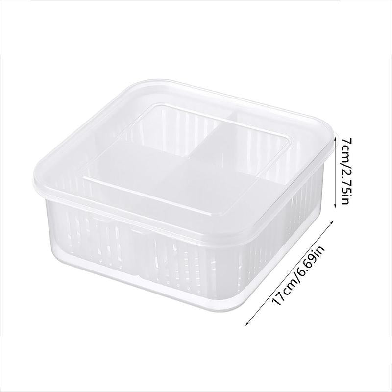 2pcs/set Food Storage Box with Filter & Lid, Clear Food Storage Container, Refrigerator Food Storage Box