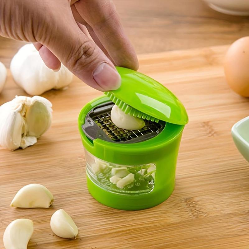 1 Piece Mini Garlic Press, Manual Garlic Chopper, Multifunctional Onion Chopper with Storage Container