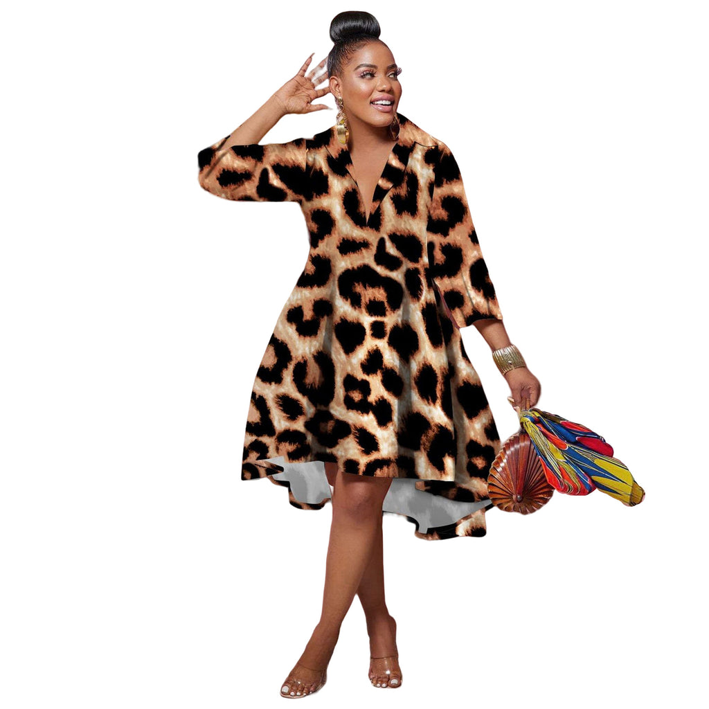 Women's Shirt Dress European and American African Print Dress Night Shop Clothes