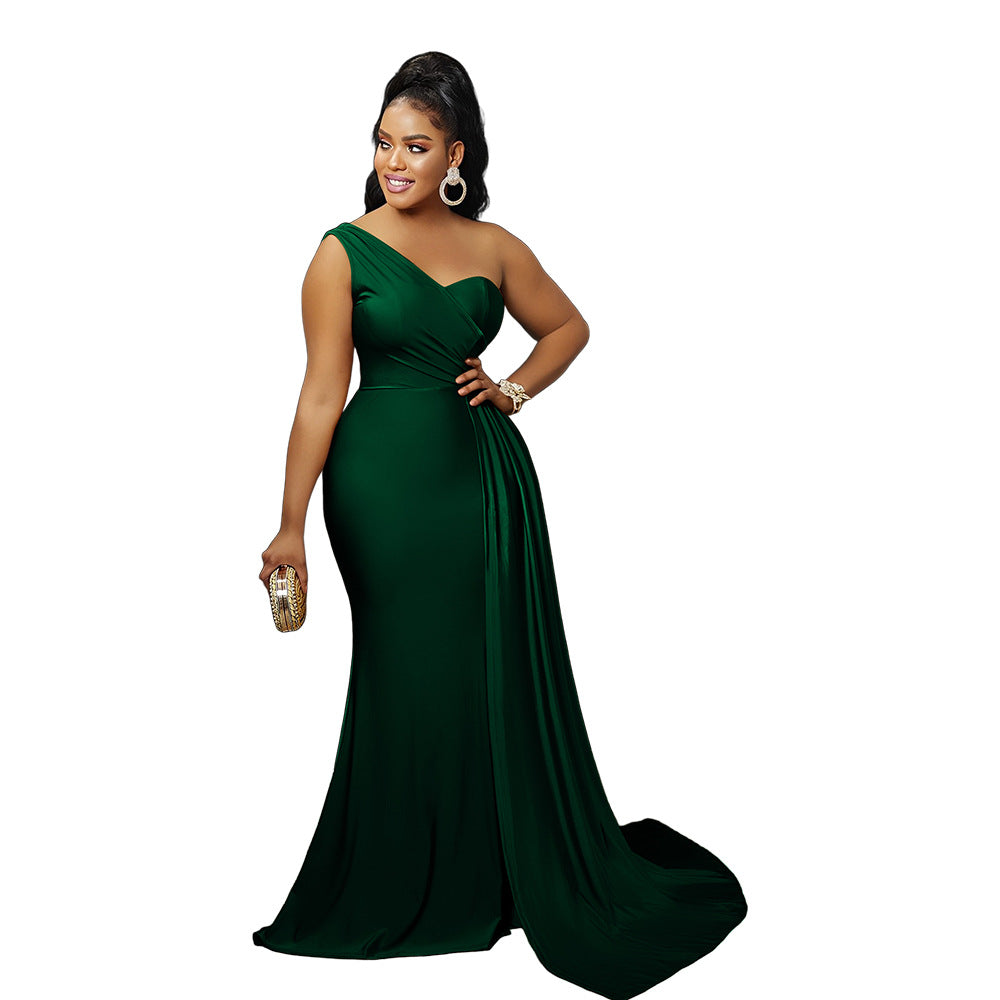 European and American Tight Private Clothing Ladies off-Shoulder Fishtail Evening Dress