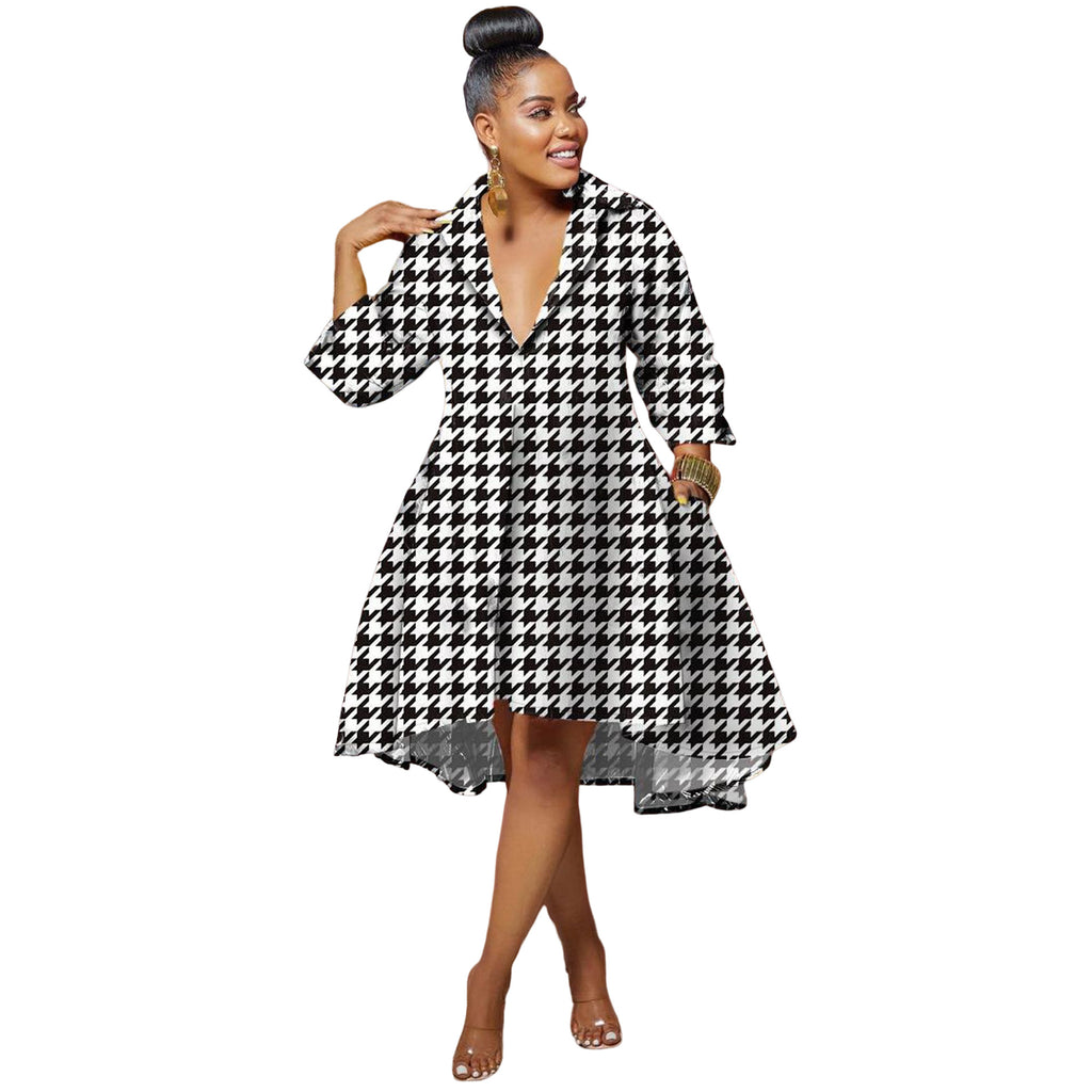 Women's Shirt Dress European and American African Print Dress Night Shop Clothes