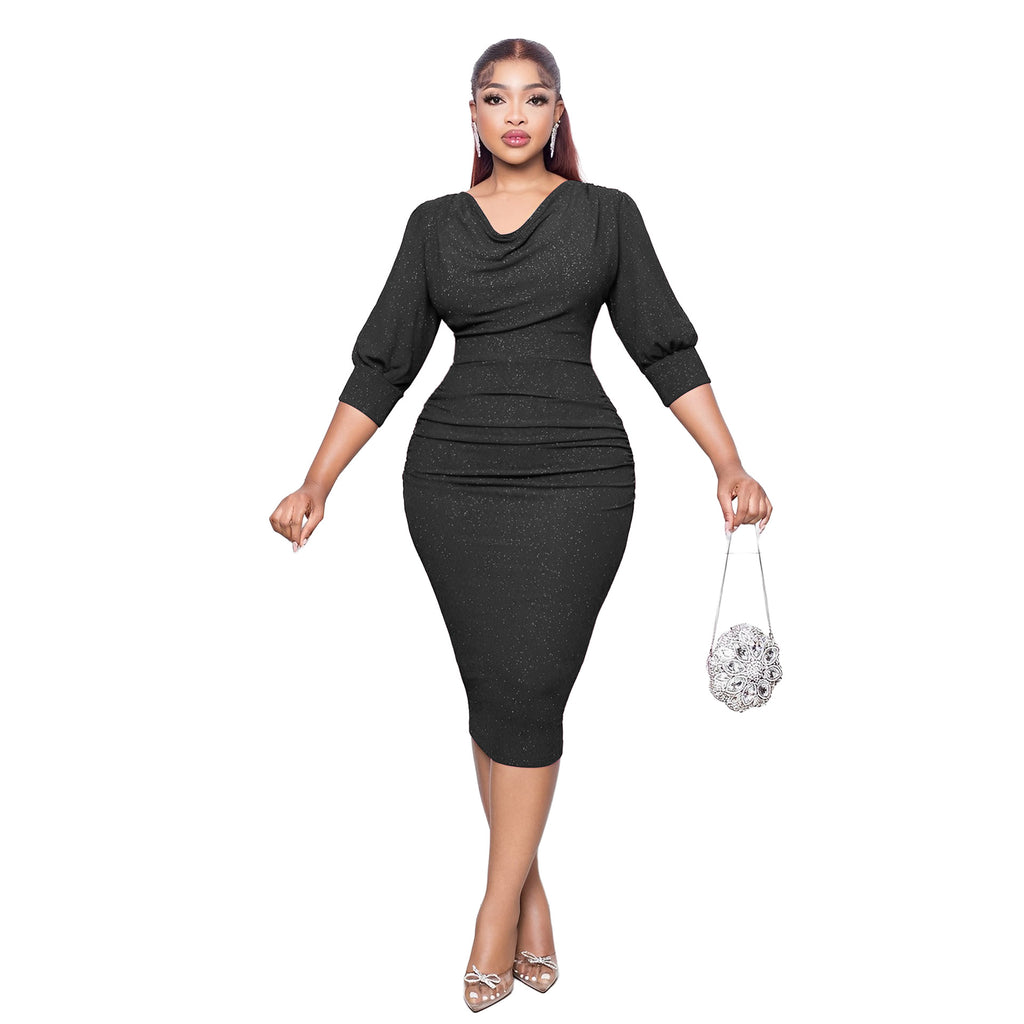 Women's Pullover Swing Collar Hip Skirt Tight Dress