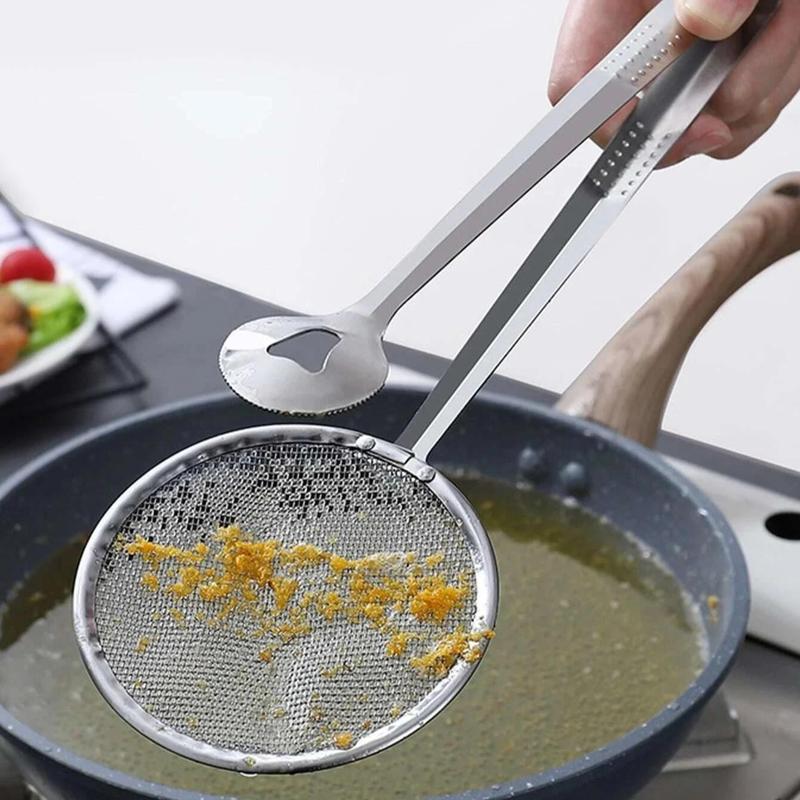 1 Piece Stainless Steel Frying Food Colander Spoon