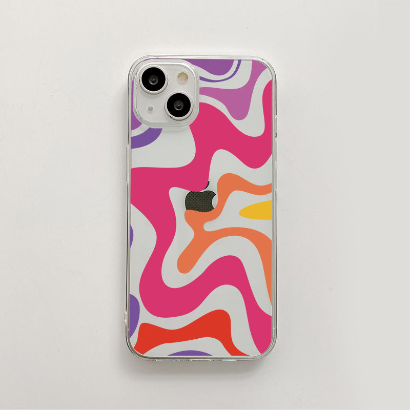 Compatible with iPhone 14 / iPhone 13 Phone Case, Cute Art Wavy Painted for Women Girls