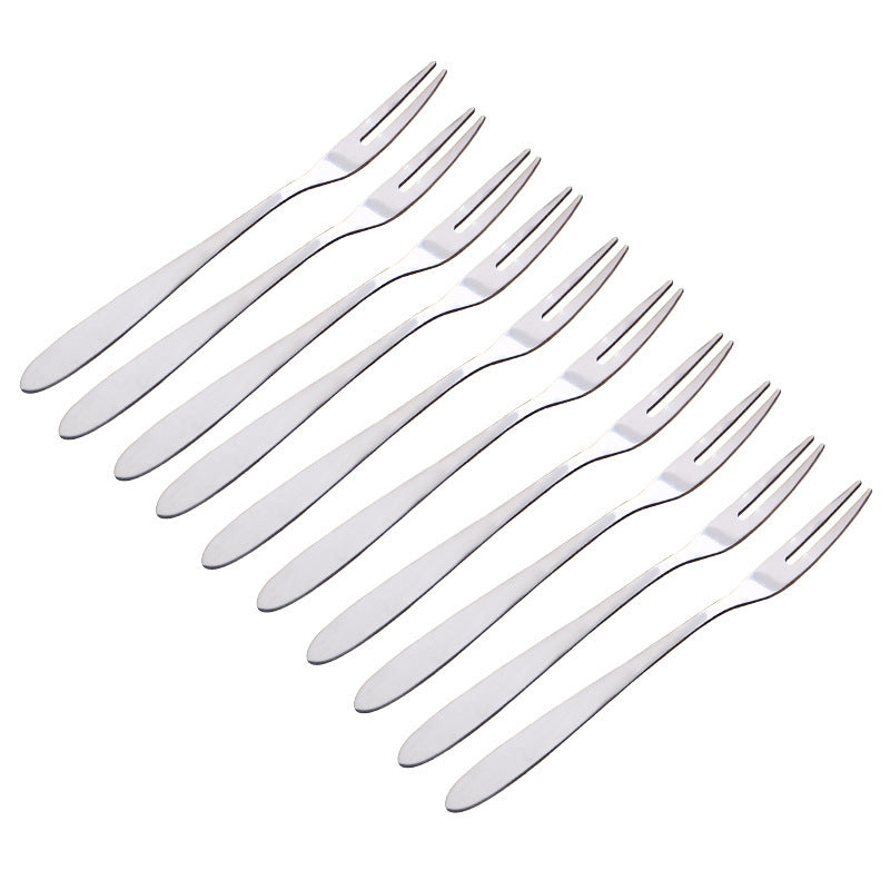 10pcs Stainless Steel Mini Fork, Durable Portable Dessert Fork, Kitchenware Cutlery for Home Use