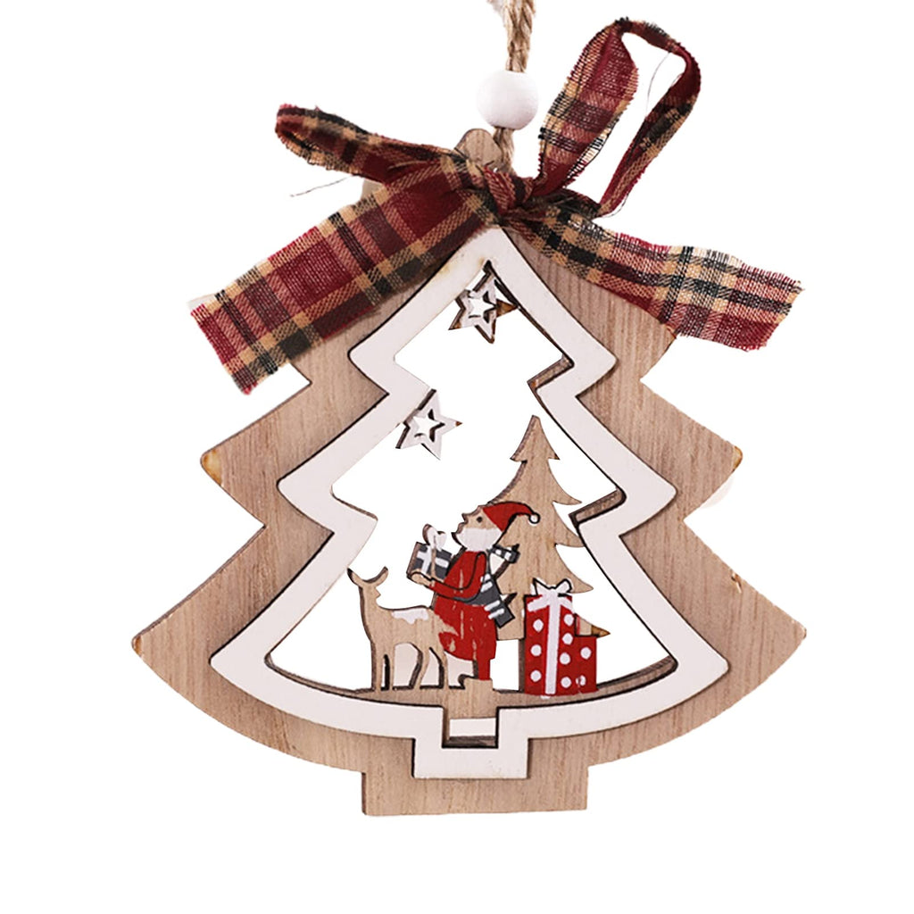 Christmas Pendant Scene Layout White Bead Christmas Tree Heart Snow House Pendant for Home