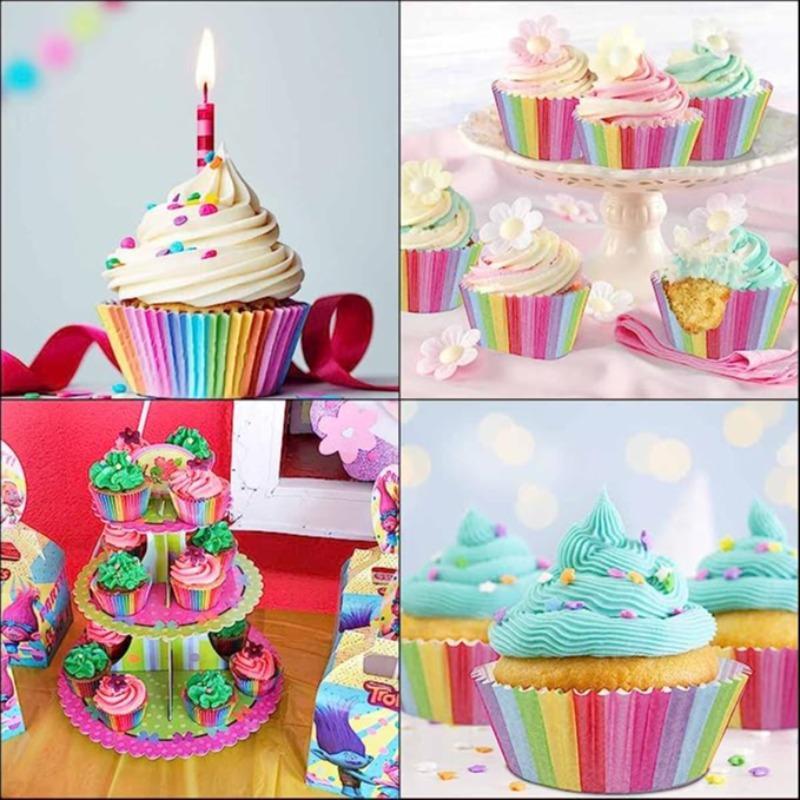 100pcs Disposable Cupcake Liners, Rainbow Color Mini Baking Tray, Muffin Cake Baking Pans for Kids Birthday Party