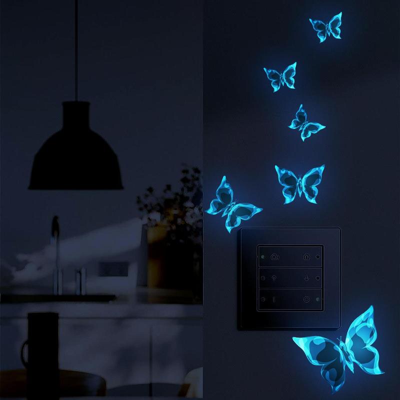 1 Piece Blue Butterfly Wall Sticker, Luminous Glow in The Dark Wall Sticker, Wall Decor for Party Decoration