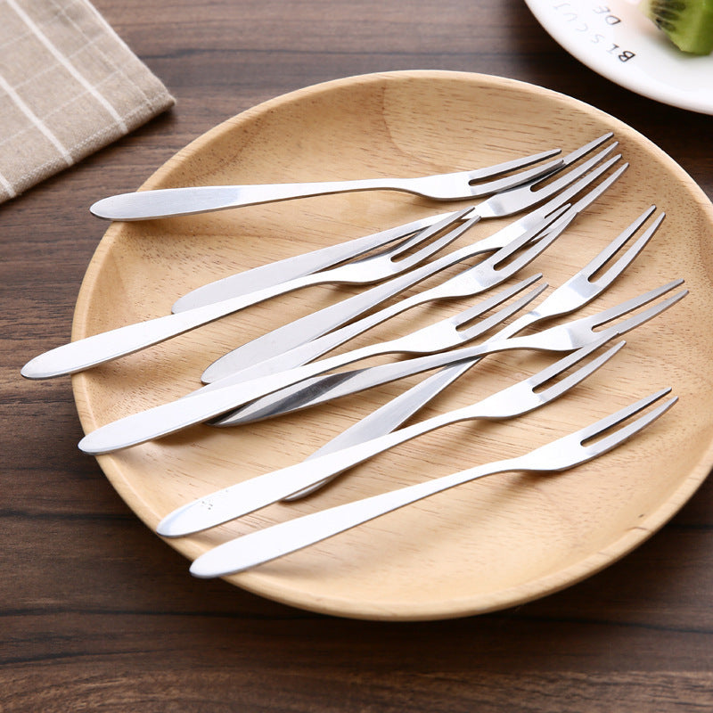 10pcs Stainless Steel Mini Fork, Durable Portable Dessert Fork, Kitchenware Cutlery for Home Use