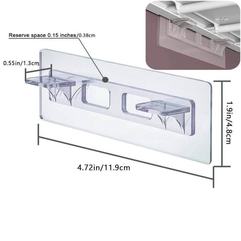 2pcs Adhesive Shelf Bracket, Clear Adhesive Wall Hook, Shelf Clips for Kitchen Cabinets and Bookshelves