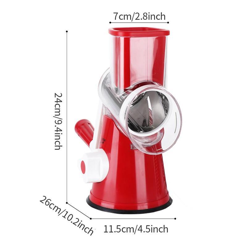 1 Piece Rotary Cheese Grater, Manual Cheese Shredder with Strong Suction Base, Stainless Steel Kitchen Grinder for Vegetable, Walnut, Chocolate, Potato, Carrot