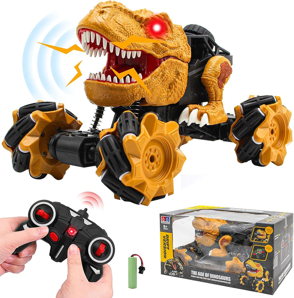 HANMUN Monster Truck Remote Control Car Dinosaur Toys - 2.4 GHz 360° Spins Stunt Car Rechargeable Cars Toys 45° Drift Outdoor for Boys Girls