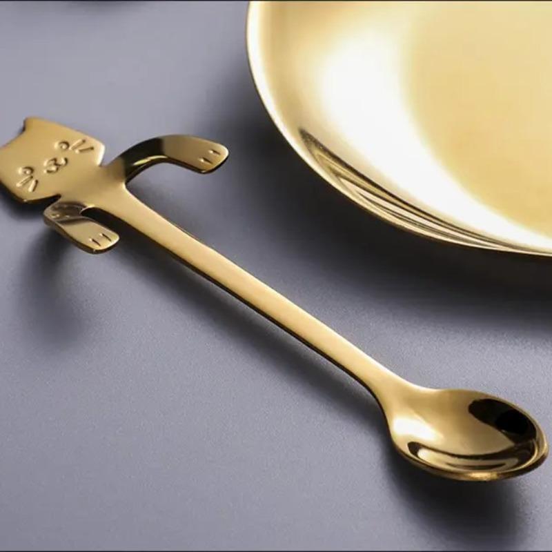 1 Piece Stainless Steel Cat Design Hanging Spoon, Coffee Tea Cup Spoons For Home Use