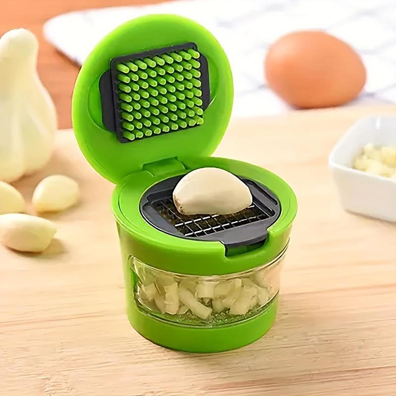 1 Piece Mini Garlic Press, Manual Garlic Chopper, Multifunctional Onion Chopper with Storage Container