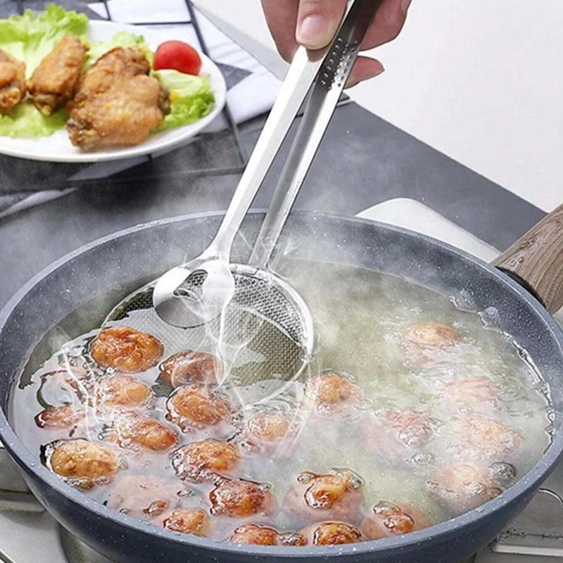 1 Piece Stainless Steel Frying Food Colander Spoon