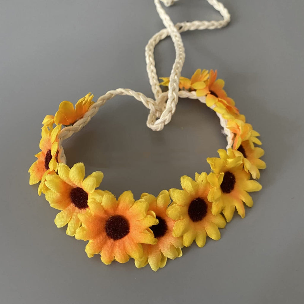 Floral Daisy Flower Crown Headband Flower Hair Wreath Festival Wedding Party Cosplay Photo Headband