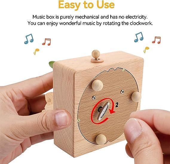 Wooden Music Box with Moving Small Train, Wood Music Box Birthday Home Decoration for Christmas Gifts