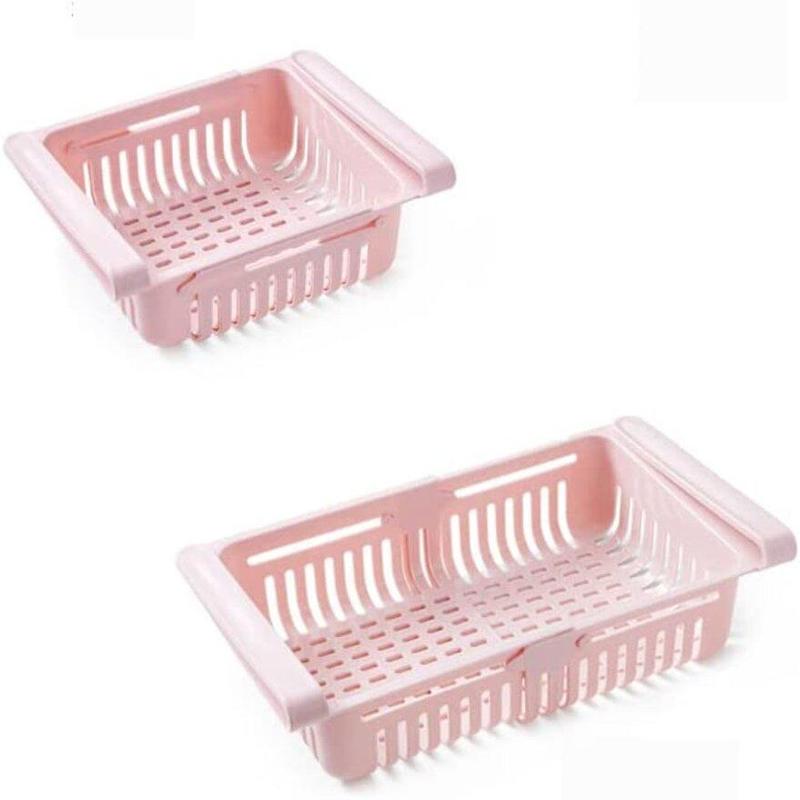 1 Piece Refrigerator Storage Basket, Adjustable Plastic Retractable Drawer Storage Basket