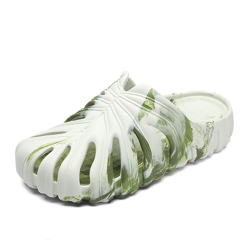 Monstera Slippers, Monstera Leaf Slides, Monstera EVA Thick Sole Pillow Slippers, Non Slip Quick Drying Breathable Beach Monstera Slides for Women Men