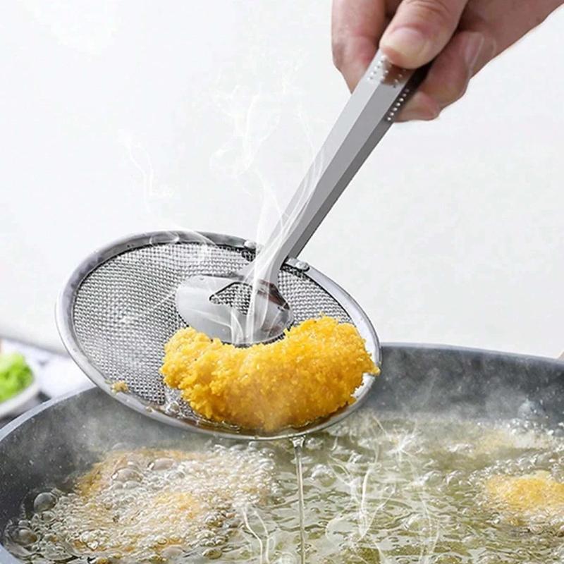 1 Piece Stainless Steel Frying Food Colander Spoon