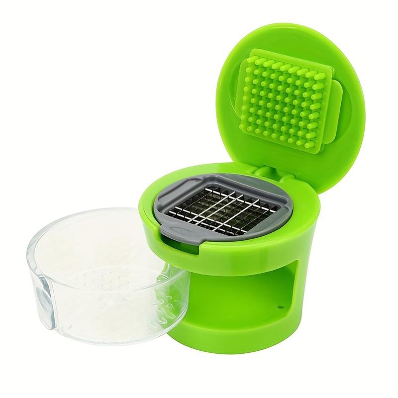 1 Piece Mini Garlic Press, Manual Garlic Chopper, Multifunctional Onion Chopper with Storage Container