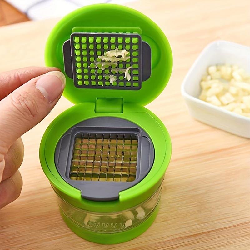 1 Piece Mini Garlic Press, Manual Garlic Chopper, Multifunctional Onion Chopper with Storage Container