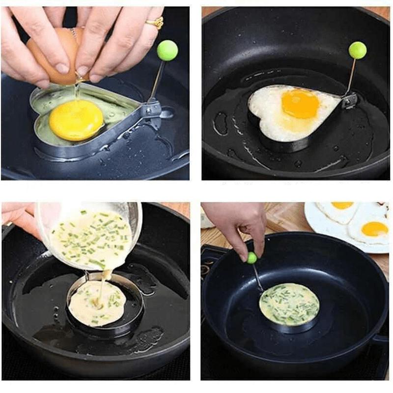 5pcs Egg Rings, Star & Heart Shaped Egg Frying Rings, Egg Frying Mold, Household Egg Utensils, Kitchen Gadgets, Kitchen Accessories