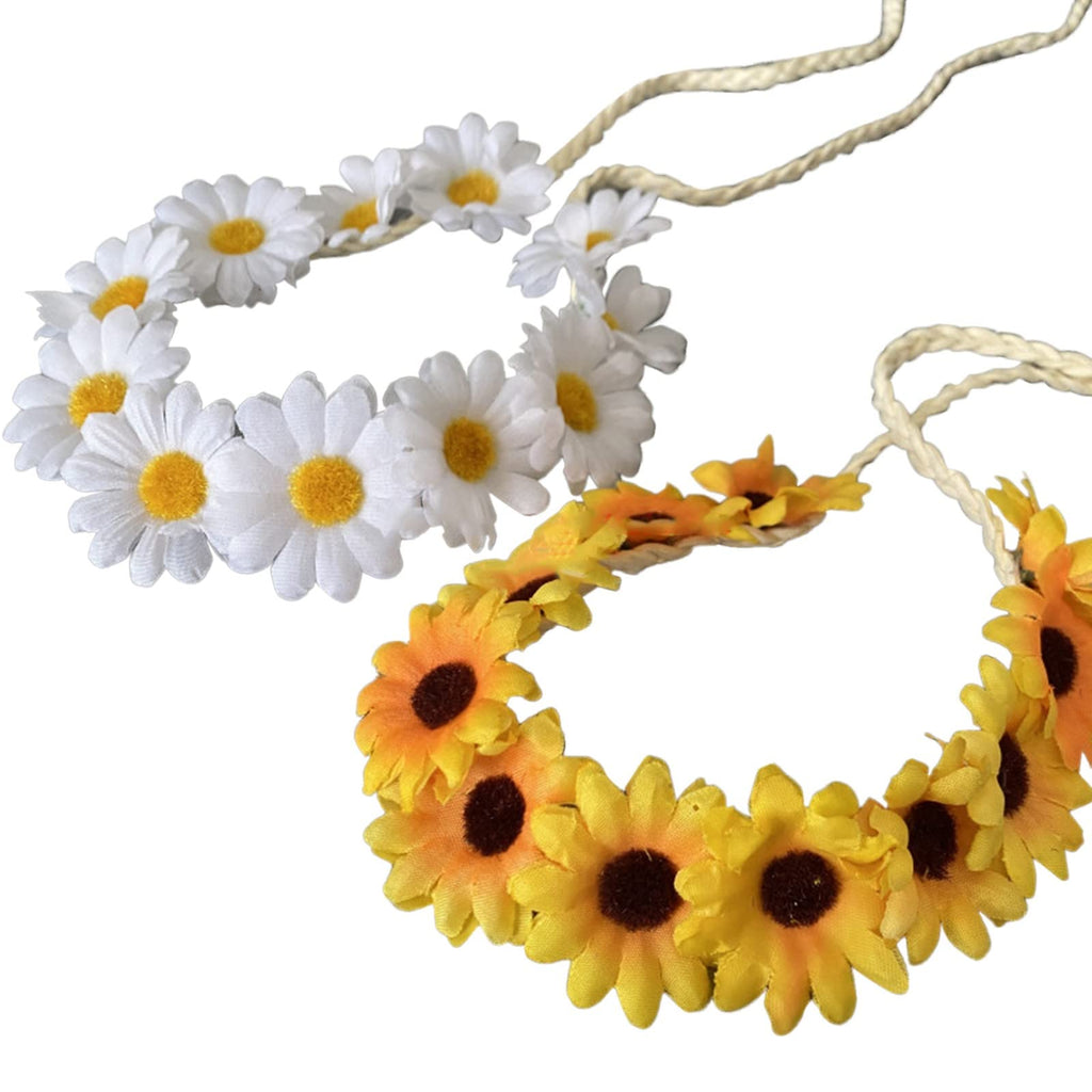 Floral Daisy Flower Crown Headband Flower Hair Wreath Festival Wedding Party Cosplay Photo Headband