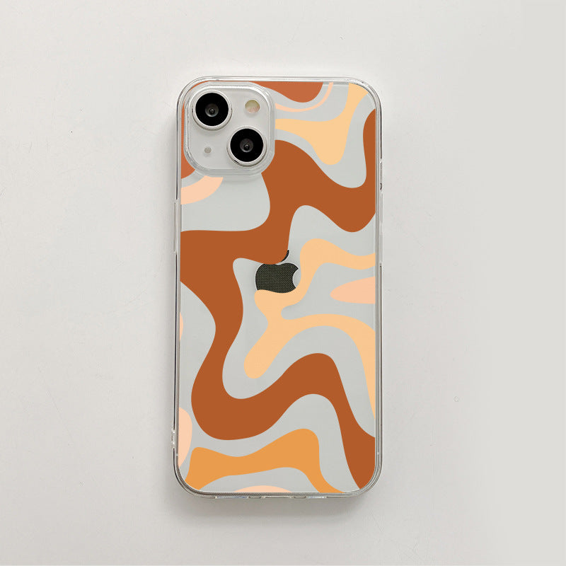 Compatible with iPhone 14 / iPhone 13 Phone Case, Cute Art Wavy Painted for Women Girls