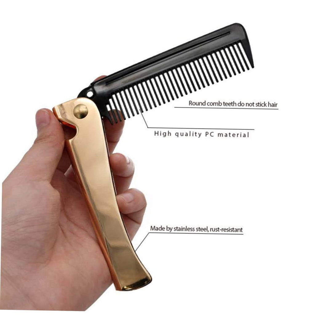 Anti-static Hair Comb Hair Straightener Brush Men Comb Fine Tooth Folding Beard Comb for Men Detangling Brush Mens Combs for Hair Anti-static Comb Pocket Comb Stainless Steel Man