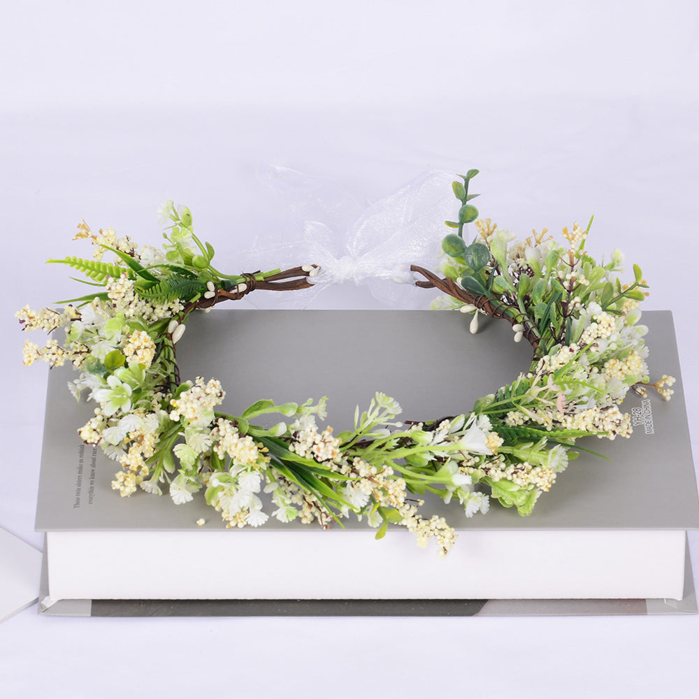 1pc Baby's Breath Garland Sunflower Wreath Kids Hair Decor Sunflower Garland Baby Sunflower Headband Performance Garland for Kid Sunflower Baby Bow Hair Ring Fabric Bride Girl