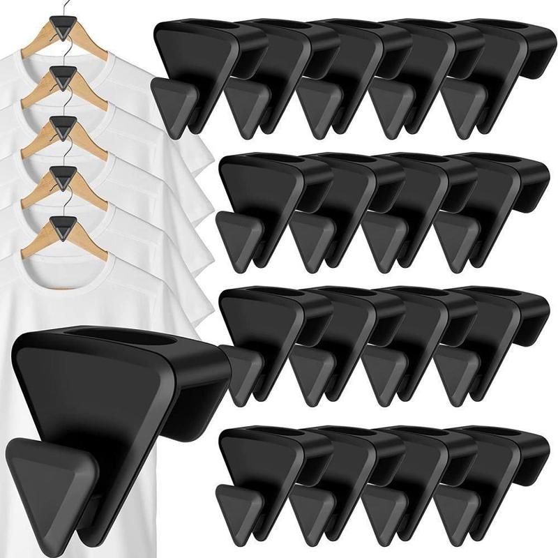 12pcs Clothes Hangers Connector Hook, Space Saving Triangle Hanging Hook, Home Organizer For Bedroom Wardrobe Cloakroom