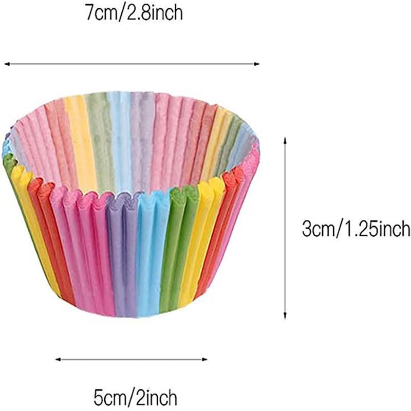 100pcs Disposable Cupcake Liners, Rainbow Color Mini Baking Tray, Muffin Cake Baking Pans for Kids Birthday Party