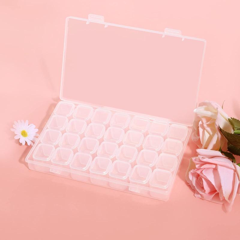 1 Piece 28 Grid Jewelry Storage Box With Lid, Clear Plastic Divided Storage Organizer, Multipurpose Portable Home Organizer For Living Room Bedroom