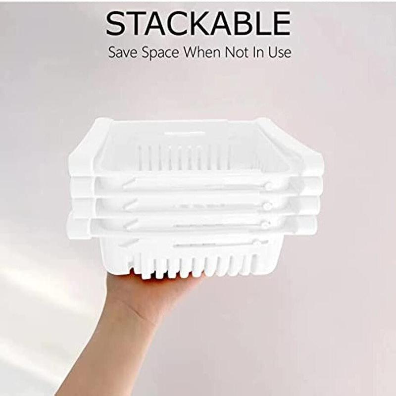 1 Piece Refrigerator Storage Basket, Adjustable Plastic Retractable Drawer Storage Basket