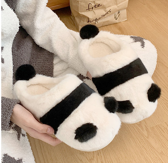 Women's Cute Cartoon Panda Design Non-slip Warm Breathable Slippers, Closed Toe Slippers, Girl Footwear, Slide Shoe, Winter Plush Warm Bedroom Slippers, Parent Holiday Gift