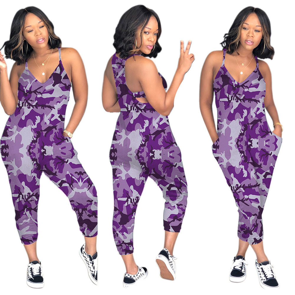 European and American Style Sexy Women's Wear Camouflage Jumpsuit