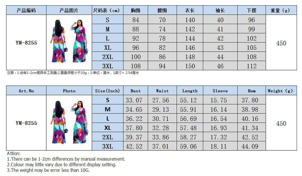 YM-8255 European and American fashion sexy V-neck print dress