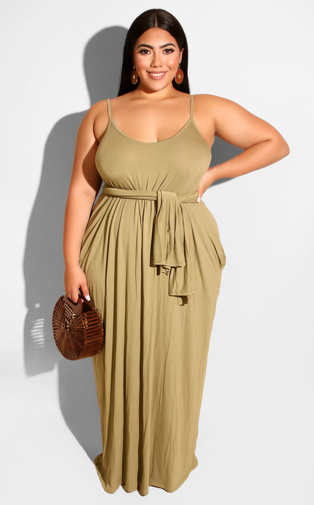 Casual Solid Color Suspender Dress plus Size Women's Clothing