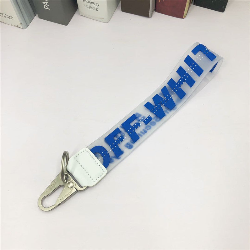 Fashion Brand off White Keychain Plastic Transparent Epoxy Three-Dimensional Letters PVC Mobile Phone Pendant