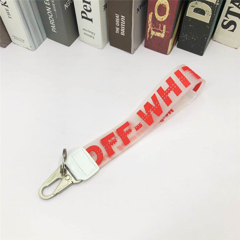 Fashion Brand off White Keychain Plastic Transparent Epoxy Three-Dimensional Letters PVC Mobile Phone Pendant