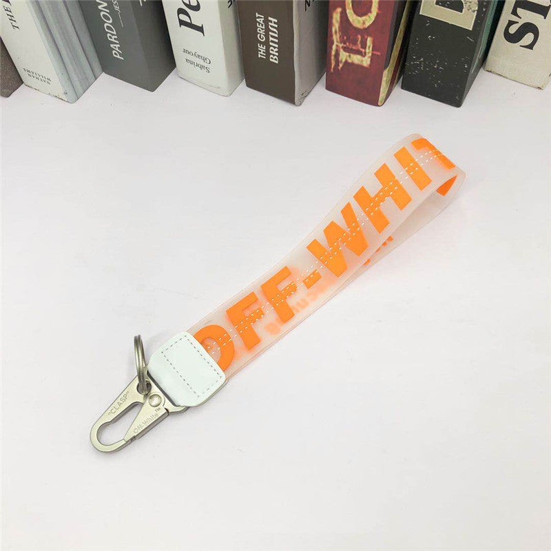 Fashion Brand off White Keychain Plastic Transparent Epoxy Three-Dimensional Letters PVC Mobile Phone Pendant