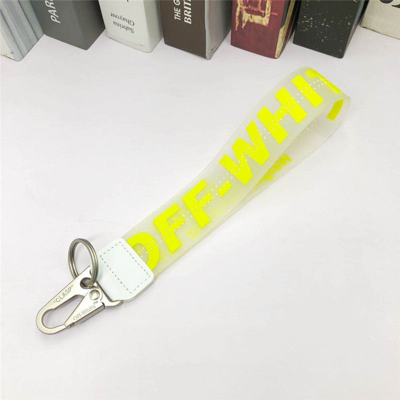 Fashion Brand off White Keychain Plastic Transparent Epoxy Three-Dimensional Letters PVC Mobile Phone Pendant