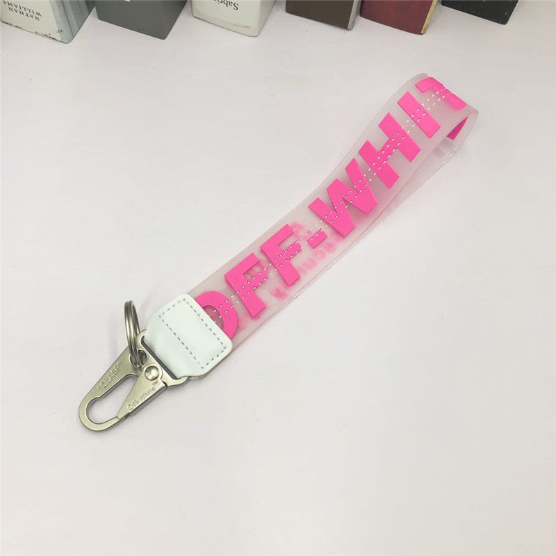 Fashion Brand off White Keychain Plastic Transparent Epoxy Three-Dimensional Letters PVC Mobile Phone Pendant