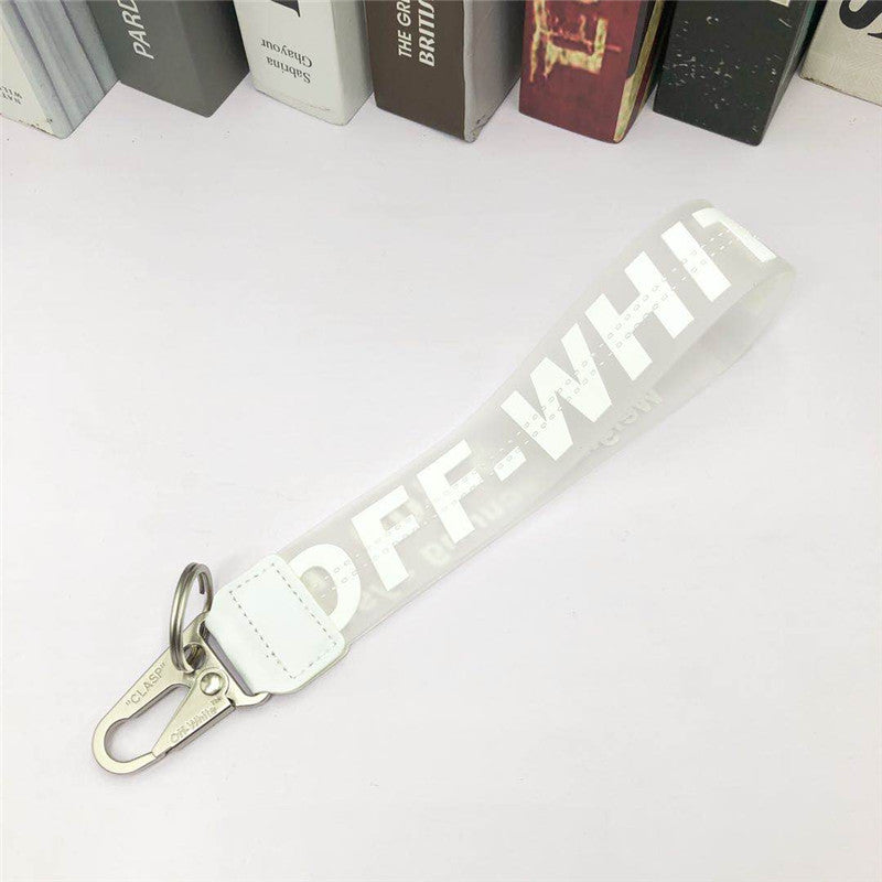 Fashion Brand off White Keychain Plastic Transparent Epoxy Three-Dimensional Letters PVC Mobile Phone Pendant