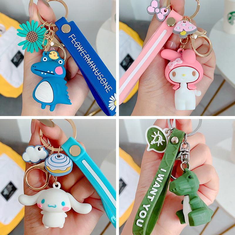 Creative Doll Cute Cinnamoroll Babycinnamoroll Cartoon Key Chain Circle Car Men's and Women's Schoolbags Small Pendant Gift